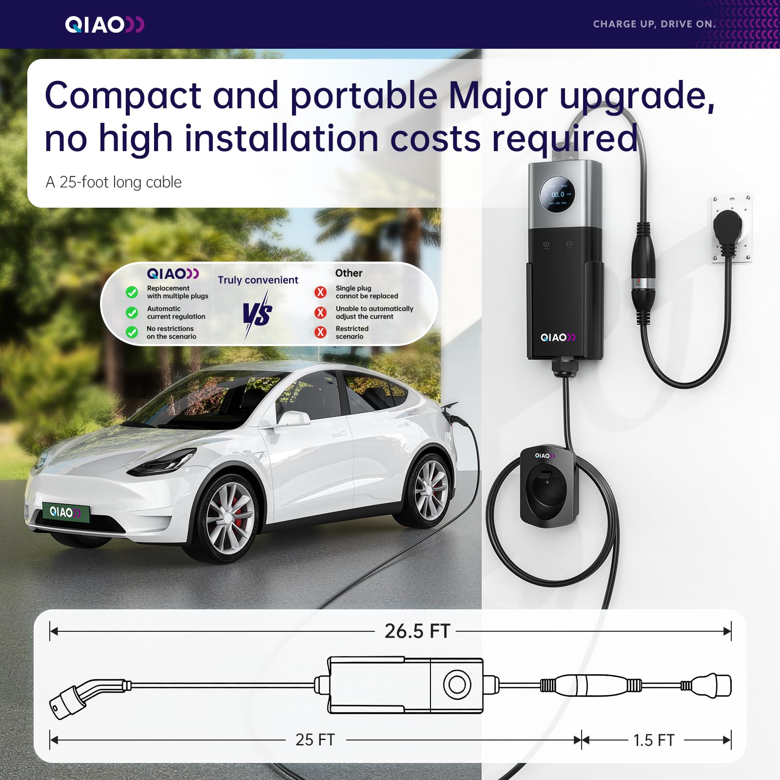 QIAO Level 2 EV Charger SAE J1 - Ev Charger Adapter review and price