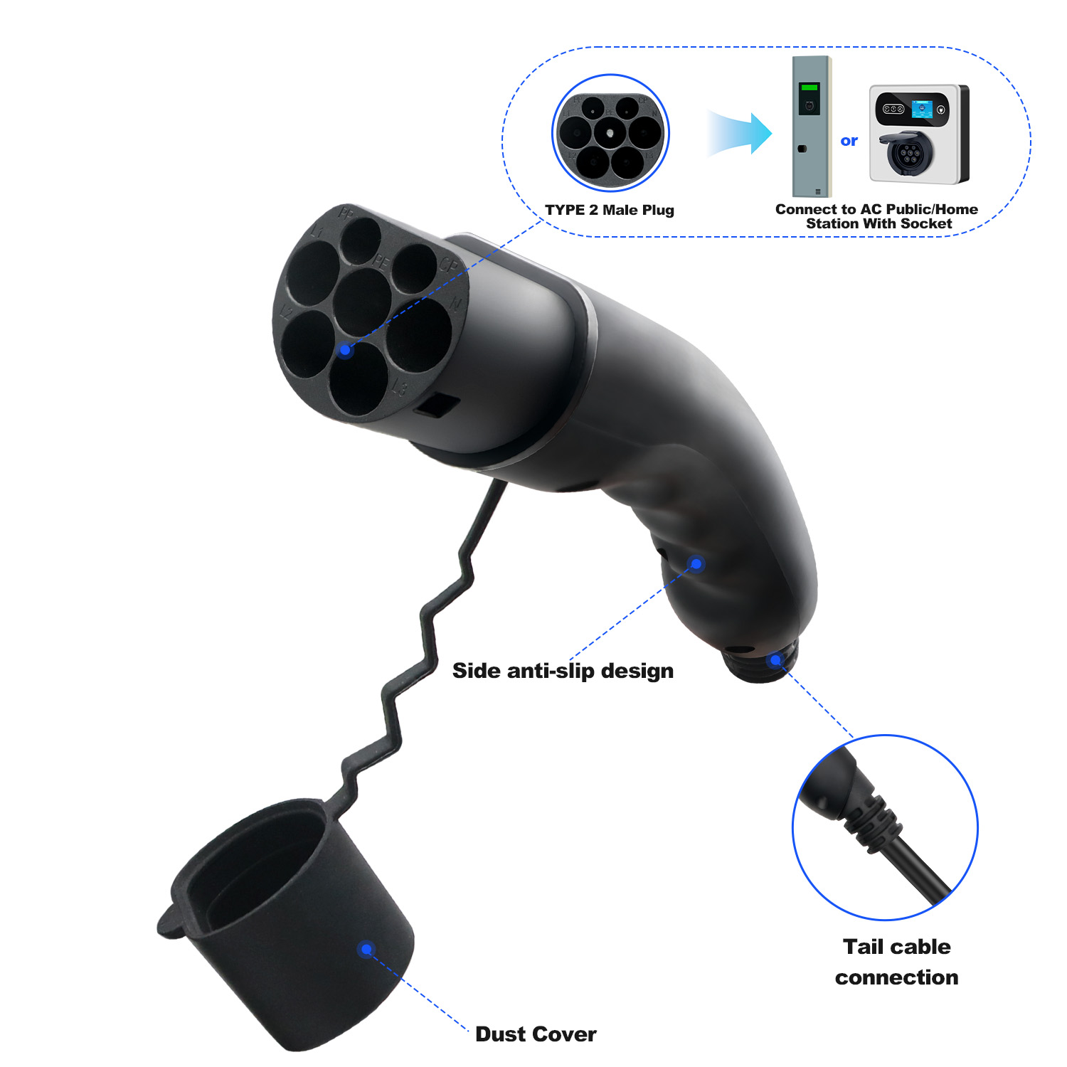 Kolanky Type 2 Male EV Plug 1P - Ev Charging Cable review and price